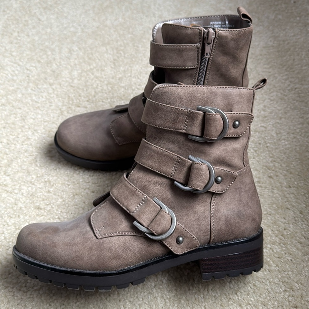Tan Three Buckle Boots